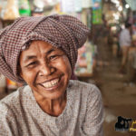 old Cambodia at the market portrait wearing kroma