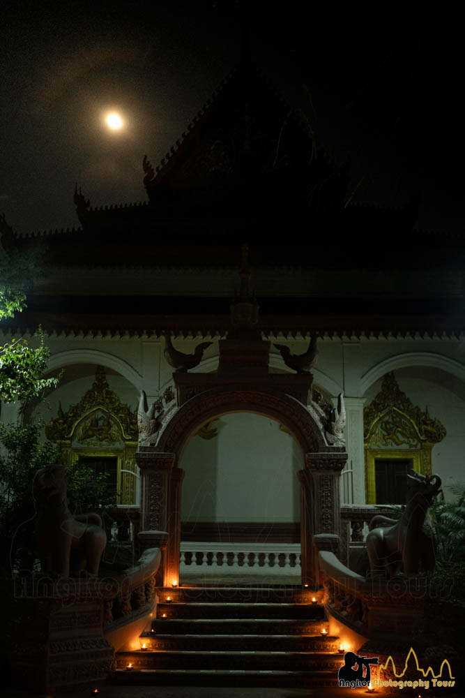 pagoda under the full moon of meak bochea